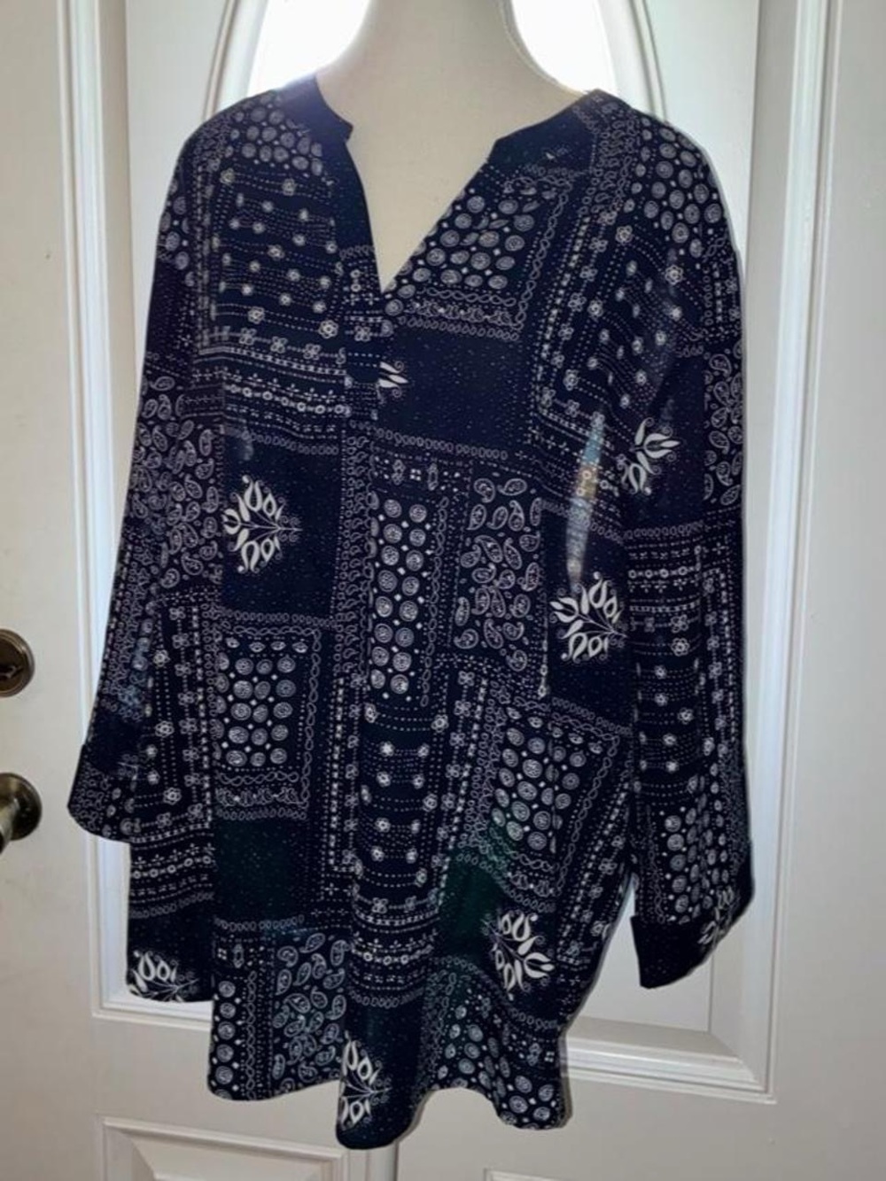 Navy Bandana Print Tunic Top - Unbranded